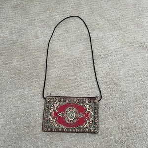 Red and Green Tapestry Crossbody Bag